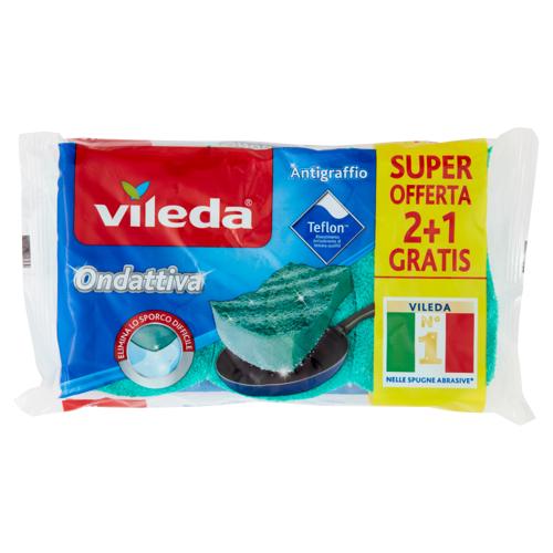 Vileda Ondattiva - spugna abrasiva da cucina, antigraffio. 2+1x