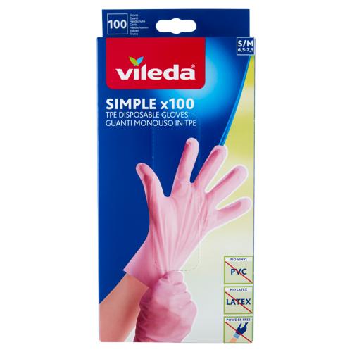 Vileda Simple 100 Guanti Monouso in TPE S/M 100 pz