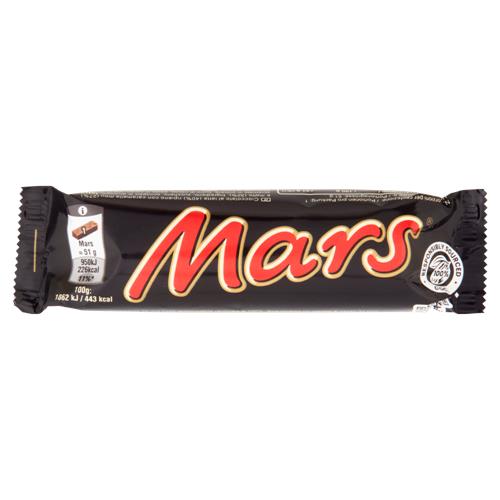Mars Barretta Snack con Caramello Ricoperta al Cioccolato 51 g