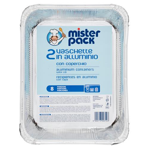 Mister Pack Vaschette in alluminio rettangolari con coperchio 8 Porzioni - 2 pz (R98L)