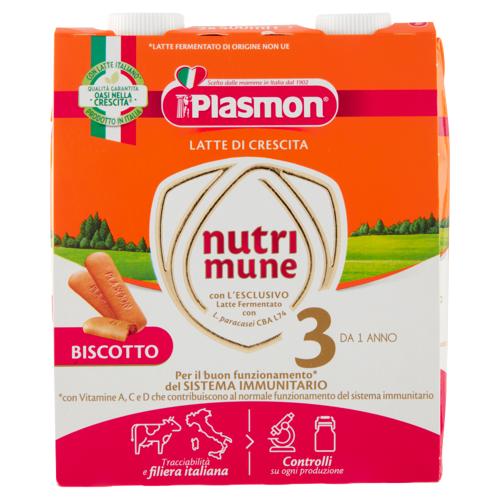 Plasmon Latte di Crescita nutri mune 3 Biscotto 2 x 500 ml