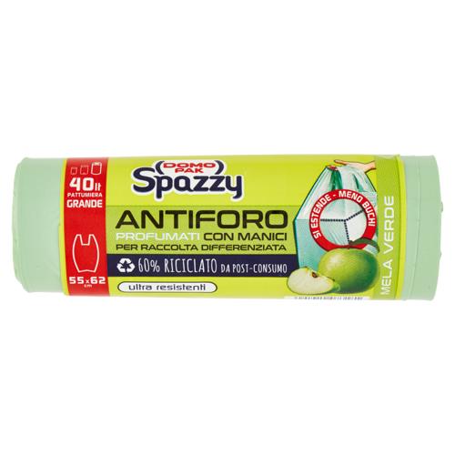 Domopak Spazzy Antiforo Profumati con Manici 40lt 55x62cm Mela Verde 15 pz
