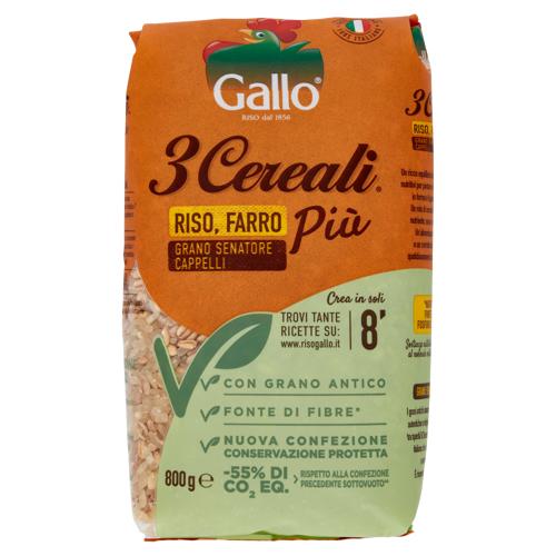 Gallo 3 Cereali Riso, Farro Più Grano Senatore Cappelli 800 g