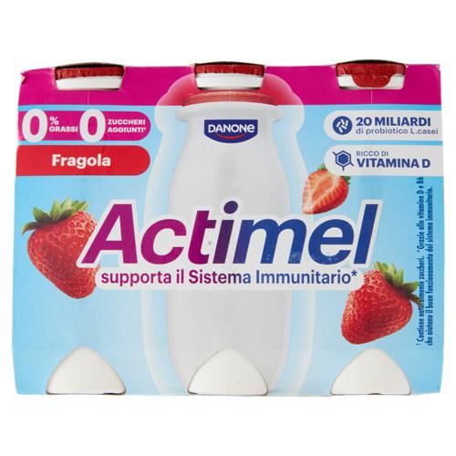 ACTIMEL, Yogurt da Bere con Vit B6 e D per il Sistema Immunitario, 0% grassi, gusto Fragola, 6X100G