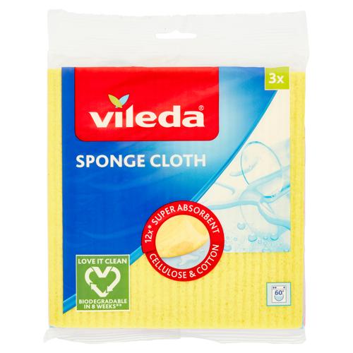 Vileda Panno spugna 100% naturale biodegradabile, composto da cellulosa e 30% cotone riciclato 3 pz