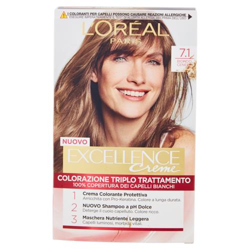 L'Oréal Paris Excellence Crema colorante triplo trattamento avanzato, 7.1 Biondo Cenere