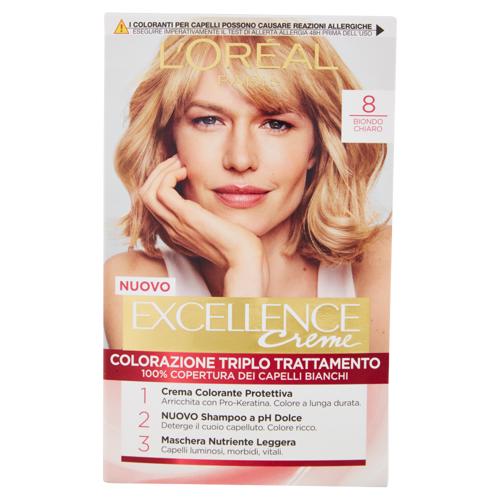 L'Oréal Paris Excellence, Crema colorante triplo trattamento avanzato, 8 Biondo Chiaro