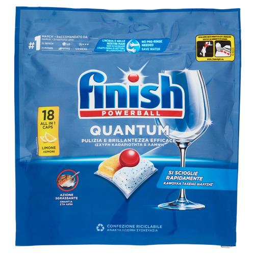 Finish Quantum Limone pastiglie lavastoviglie 18 lavaggi 187,2 g