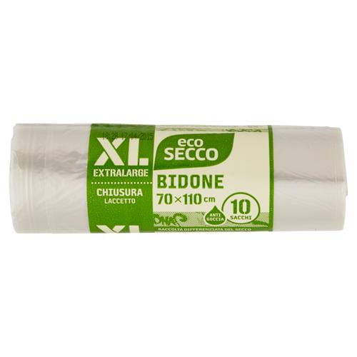 eco Secco Bidone XL-Extralarge 70x110 cm 10 Sacchi trasparenti