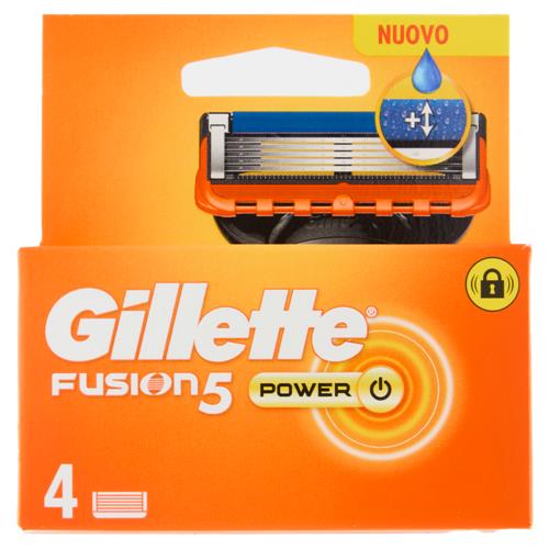 Gillette Fusion5 Power Lamette di ricambio per Rasoio da Uomo, 4 Ricariche