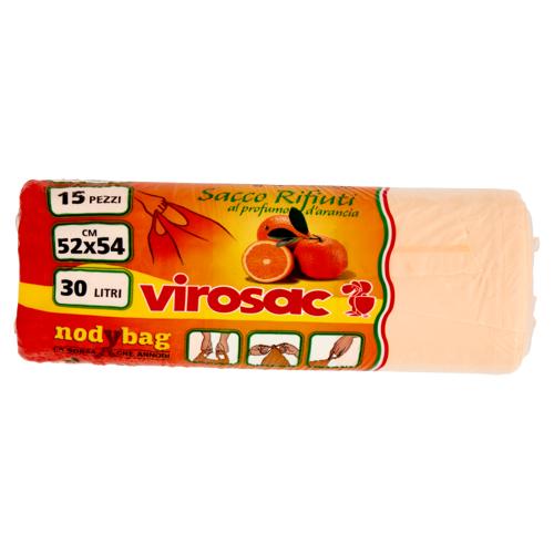 virosac nodybag Sacco Rifiuti al profumo d'arancia 52x54 cm 30 Litri 15 pz