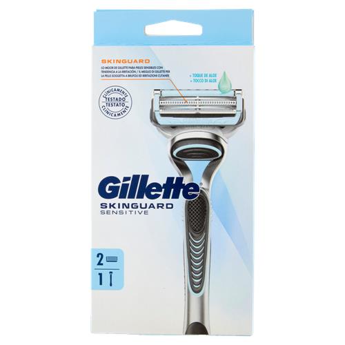 Gillette Skinguard Sensitive Rasoio da Uomo, 1 Manico + 2 Lamette