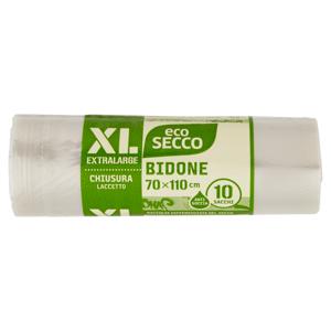 eco Secco Bidone XL-Extralarge 70x110 cm 10 Sacchi trasparenti