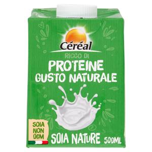 Céréal, Bevanda di Soia Nature non OGM, ricco di proteine, 2% di grassi, senza glutine - 500 ML