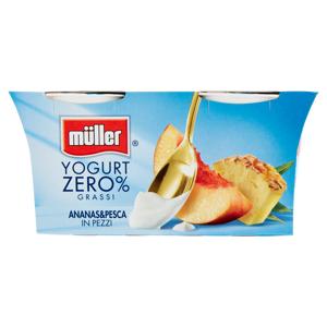 müller Yogurt Zero% Grassi Ananas&Pesca in Pezzi 2 x 125 g