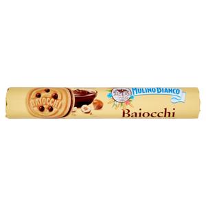 Mulino Bianco Baiocchi Biscotti Snack Farciti con Crema alla Nocciola e Cacao 168g