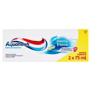 Aquafresh Dentifricio Tripla Protezione Smalto Forte Gengive Sane Gusto Menta Fresca Pacco da 2x75ml
