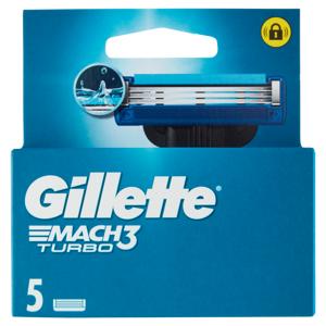 Gillette Mach3 Turbo Lamette di ricambio per Rasoio da Uomo, 5 Ricariche