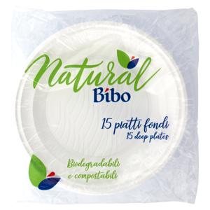 Natural Bibo piatti fondi Biodegradabili e compostabili 15 pz
