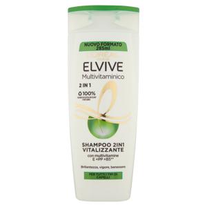 L'Oréal Paris Shampoo 2in1 Elvive Multivitaminico, Azione Vitalizzante per Tutti i Capelli, 285 ml