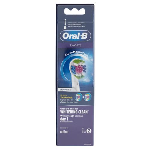 Oral-B Testine di Ricambio Pro 3D White per Spazzolino Elettrico Denti Ricaricabile 2 pz