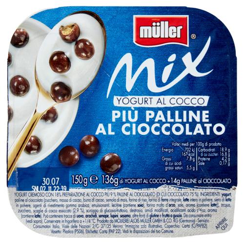 müller Mix Yogurt al Cocco Più Palline al Cioccolato 150 g