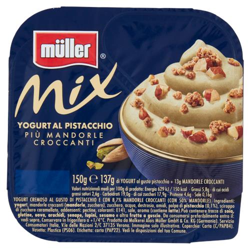 müller Mix l'Irresistibile Yogurt al Pistacchio Più Mandorle Croccanti 150 g