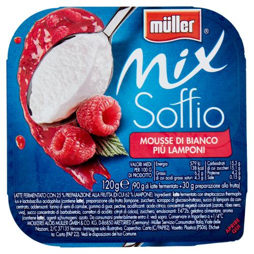 müller Mix Soffio Mousse di Bianco Più Lamponi 120 g