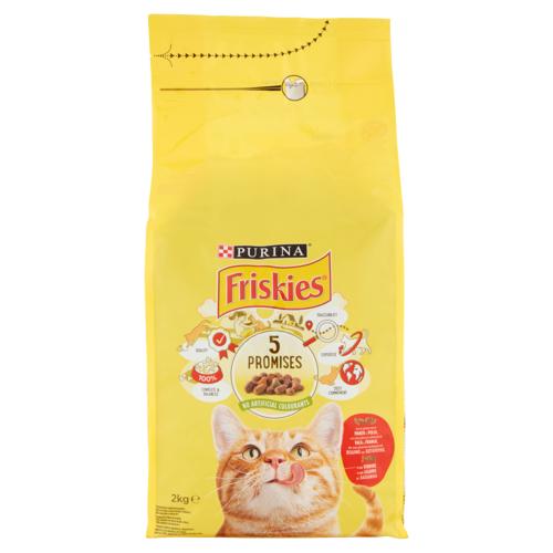 PURINA FRISKIES Gatto Adult Con un gustoso mix di Manzo e Pollo e con Verdure 2Kg