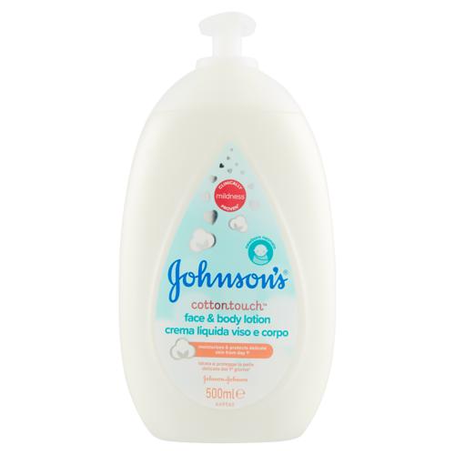 Johnson's Baby Crema Liquida Viso E Corpo Cottontouch, Per La Pelle Delicata Del Neonato, 500ml