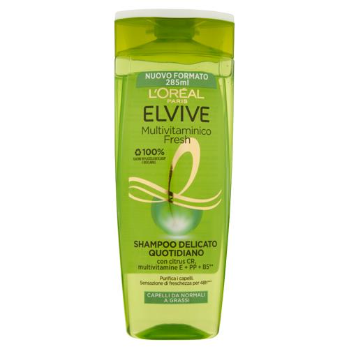 L'Oréal Paris Shampoo Elvive Multivitaminico Fresh, Azione Vitalizzante per Tutti i Capelli, 285 ml