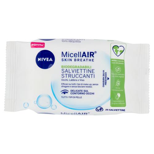 Nivea MicellAir Skin Breathe 3in1 Salviettine Struccanti 25 pz
