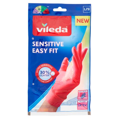 Vileda guanti casalinghi Sensitive Easy Fit in nitrile, per massima sensibilità e comfort, taglia L