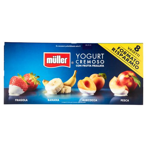 müller Yogurt Cremoso con Frutta Frullata Fragola, Banana, Albicocca, Pesca 8 x 125 g