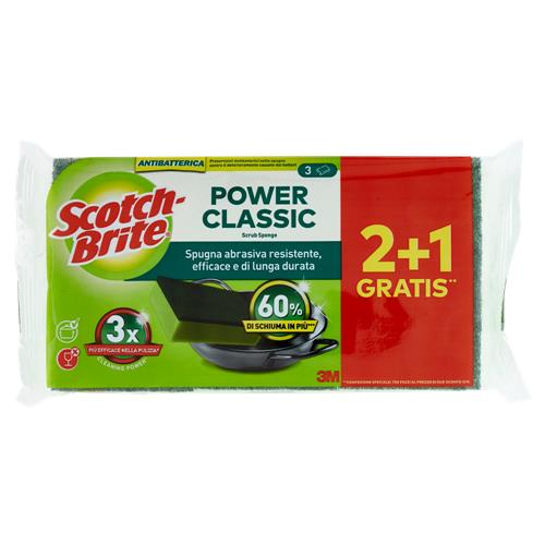 Scotch-Brite® Power Classic Spugna Abrasiva Antibatterica 2+1 Gratis**