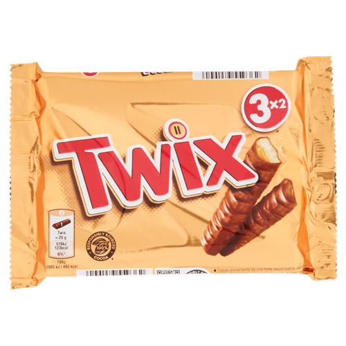 Twix Snack al Cioccolato con Caramello, 3 Barrette x 50g