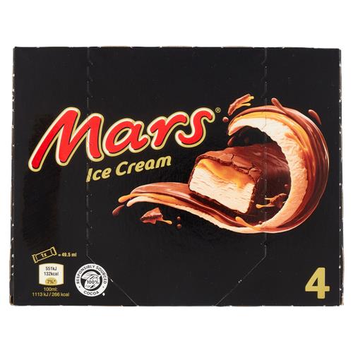 Mars Barretta Gelato al cioccolato e caramello, Multipack da 4 x 40 g