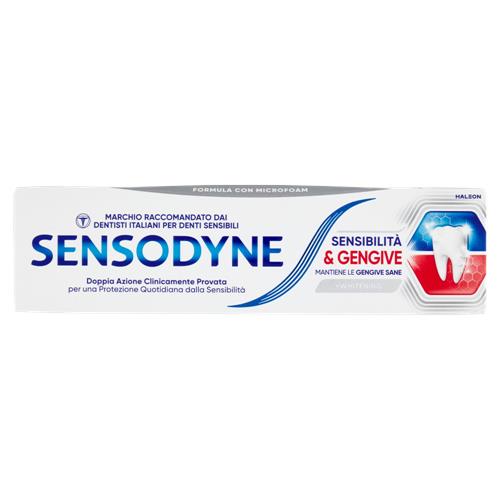 Sensodyne Sensibilità & Gengive Whitening, Dentifricio per Denti sensibili e Fastidi Gengivali, 75ml