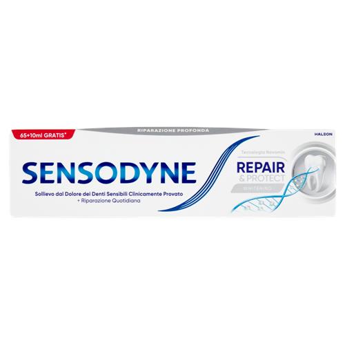 Sensodyne Repair & Protect Whitening, Effetto sbiancante, Dentifricio Denti Sensibili 65+10ML gratis