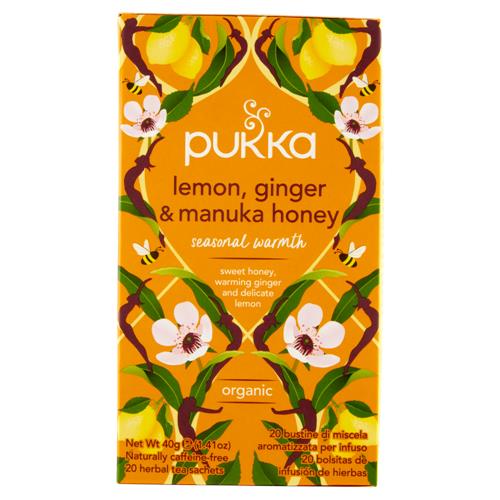 pukka lemon, ginger & manuka honey organic 20 bustine 40 g