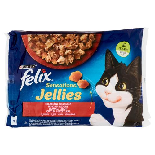 FELIX Sensations Jellies Selezioni Deliziose in gelatina (Manzo/Pomodoro & Pollo/Carote) 4 x 85 g