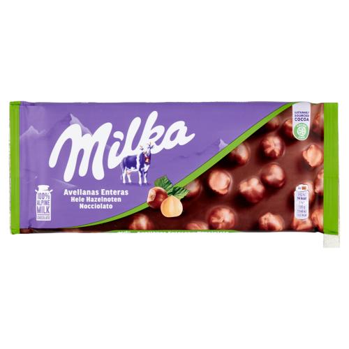 Milka Nocciolato, tavoletta di cioccolato al latte 100% Alpino con nocciole intere - 100g