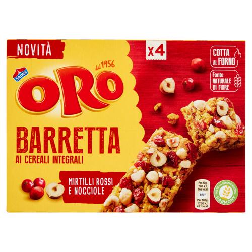 Oro Saiwa Vitasnella Barrette ai cereali integrali Mirtilli Rossi e Nocciole - 4 x 40 g