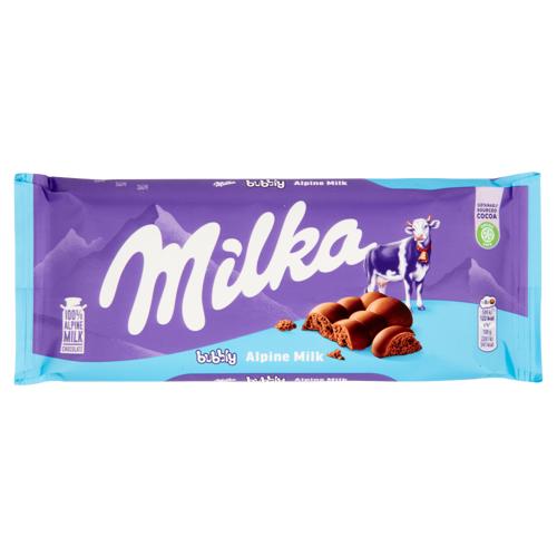 Milka Bubbly, tavoletta di cioccolato al latte 100% alpino - 90g
