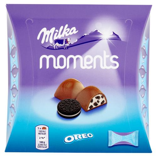 Milka Moments Oreo, praline al cioccolato al latte e biscotto Oreo - 92g