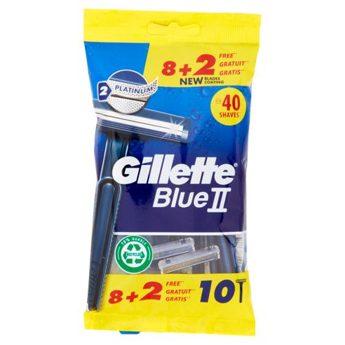 Gillette Blue II Rasoio da Uomo Usa e Getta a 2 Lame, 8 Rasoi + 2 Gratis