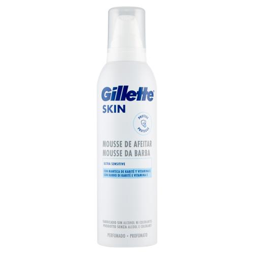 Gillette Mousse da Barba da Uomo Skin Ultra Sensitive con Burro di Karité e Vitamina E, 240 ml