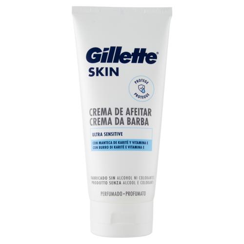 Gillette Crema da Barba da Uomo Skin Ultra Sensitive con Burro di Karité e Vitamina E, 175 ml