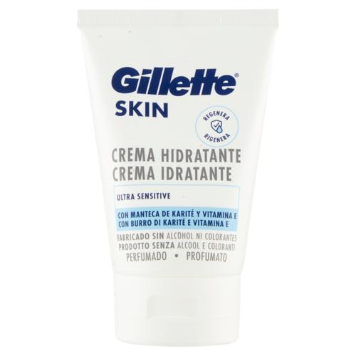 Gillette Crema Idratante da Uomo Skin Ultra Sensitive con Burro di Karité e Vitamina E, 100 ml
