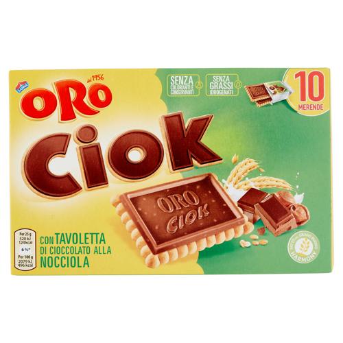 Oro Ciok biscotto con Tavoletta di Cioccolato alla nocciola - 10 x 25 g